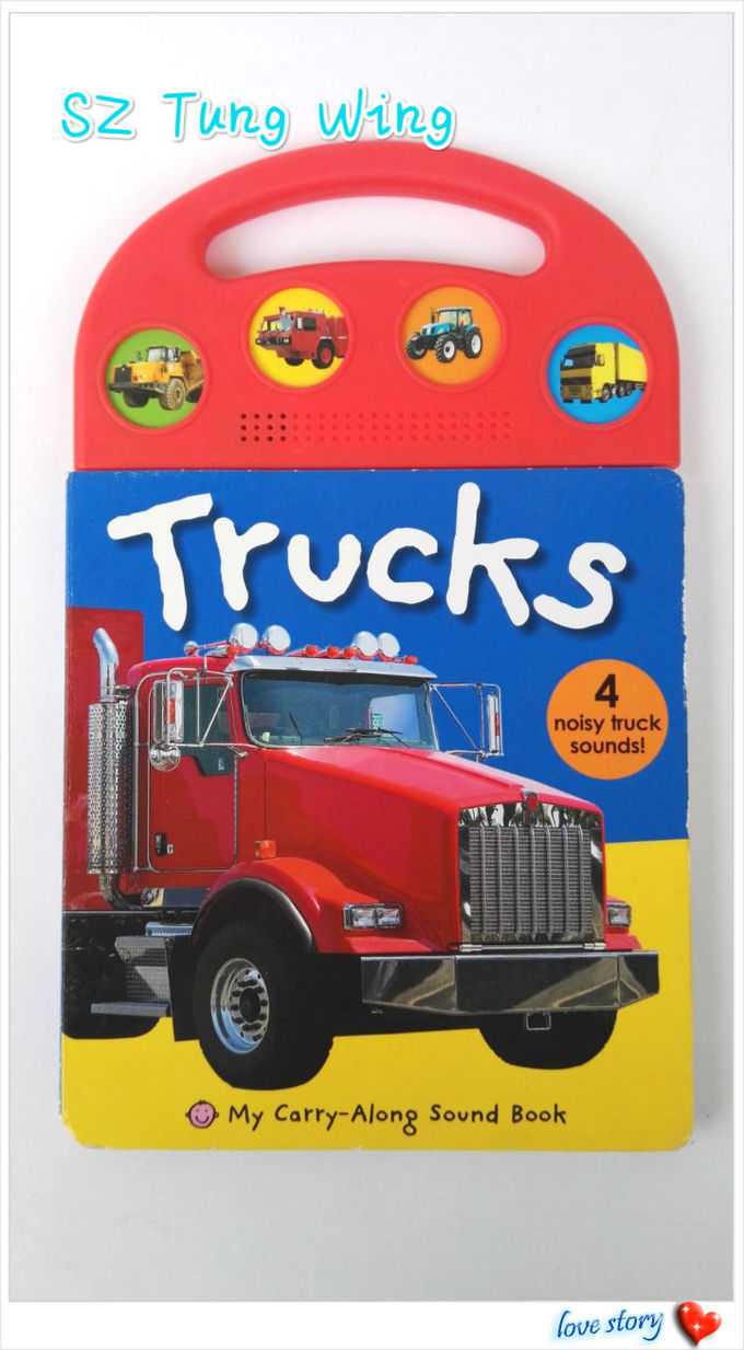 おもちゃのトラックは健全な本、子供0のための相互健全な本にボタンをかける