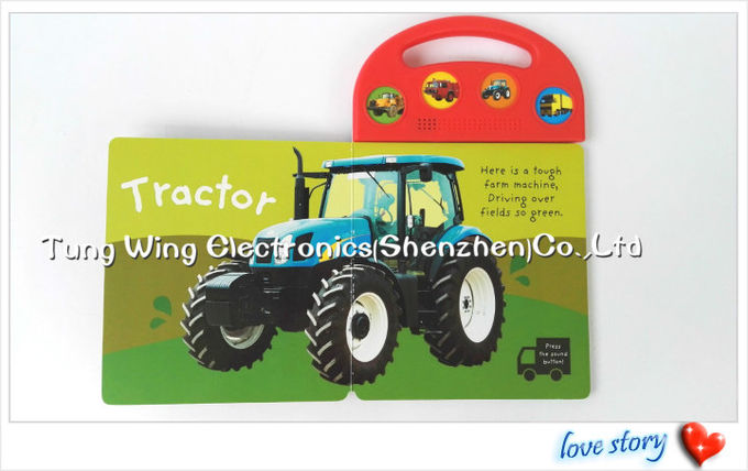 おもちゃのトラックは健全な本、子供1のための相互健全な本にボタンをかける