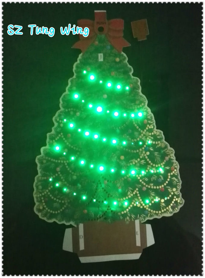 クリスマス ツリーは点滅LEDモジュール、挨拶状1のための記録可能な声モジュールを形づけた